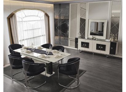 Eetkamer Eettafel Stoel 6x Stoelen Tafel Tafels Metaal Eetgroep Set 7-delig Nieuw