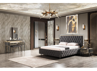 Chesterfield slaapkamerset bed moderne bedden 2x nachtkastjes kaptafel