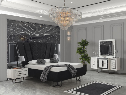Slaapkamer Bed 2x Nachtkastjes + Commode Set Compleet Design Meubilair 4-delig