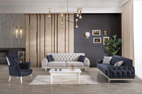 Luxe bankstel bankstel set meubels 3+3+1 salontafel meubels textiel 4-delig