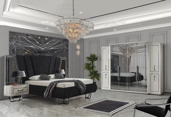 Slaapkamer meubelen Bed Nachtkastjes Kledingkast Kast Bedden 4-delig