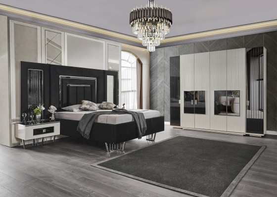 Slaapkamer set 2x nachtkastjes kledingkast compleet kamer bed meubels 4-delig