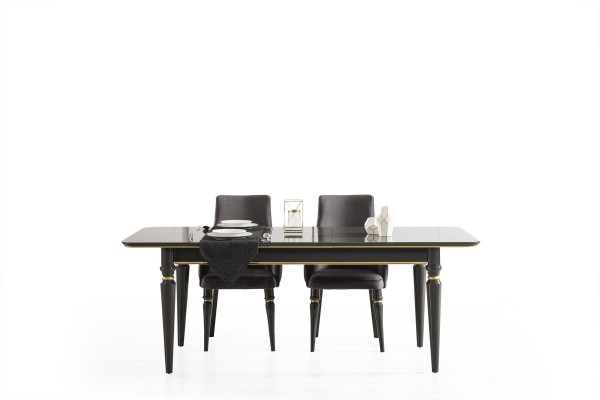Luxe eetkamer eettafel stoel groep garnituur set houten tafel tafels 5-delig set.