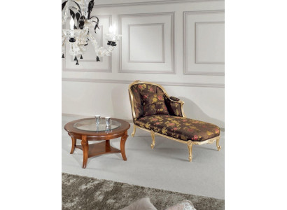 Klassieke chaise longue + salontafel goud bloemen ligbed Italiaanse meubels tafel
