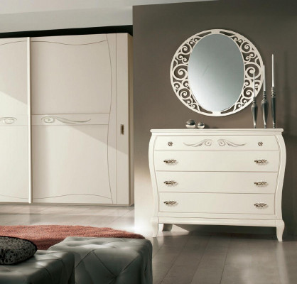 Dressoir met spiegel dressoirs hout meubilair 2-delig wit Italië
