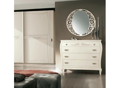 Dressoir met spiegel dressoirs hout meubilair 2-delig wit Italië