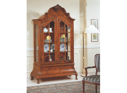 Glazen vitrines Woonkamer meubels Bruine vitrine Klassieke Italiaanse kast