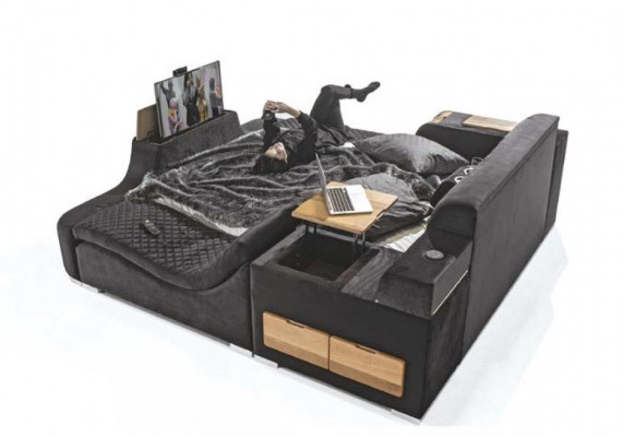 Luxe bed met massagestoel Multifunctioneel bed Luxe textielbekleding