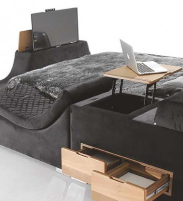 Luxe bed met massagestoel Multifunctioneel bed Luxe textielbekleding