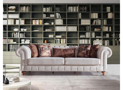 Bankstellen Stof Modern Bank 3-zits Bankstellen Ontwerp Bank Bekleding Beige