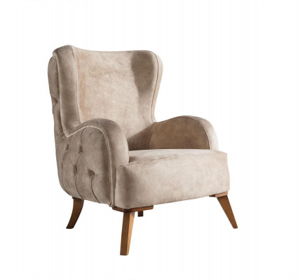 Textiel gestoffeerde fauteuil bank bank stoel luxe kleurrijke ontspanning beige Chesterfield Nieuw