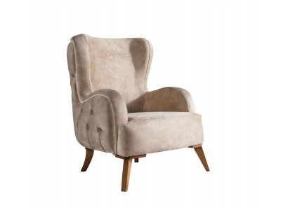 Textiel gestoffeerde fauteuil bank bank stoel luxe kleurrijke ontspanning beige Chesterfield Nieuw