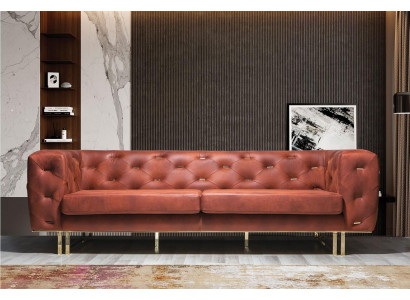 Chesterfield Textiel Stof Bankstel Elegant Ontwerp Klassiek Meubilair Bruin 3-Zits