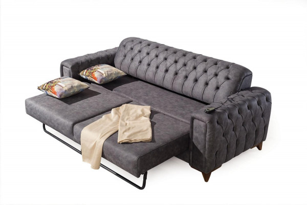 Driepersoonsbank 3-zitsbank Fauteuils Stof Bank Meubels Textiel Kleur Grijs
