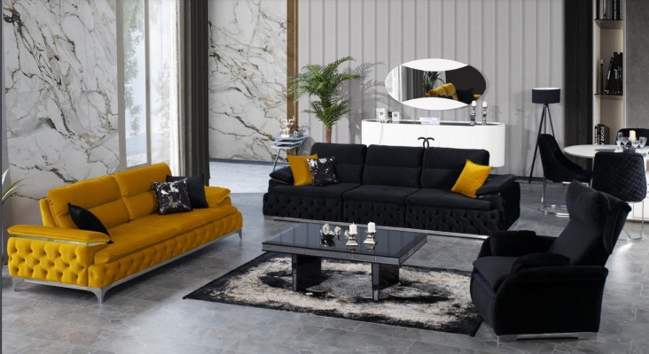 Bankstel 3+3+1-zitterbank Sofa Bankbekleding Bankstel Stoffenbank