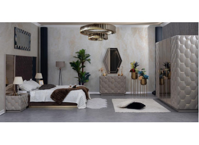 Slaapkamer Bed Nachtkastje Kledingkast Dressoir Spiegel 6-delige