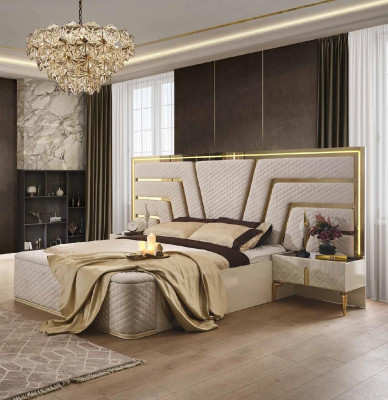 Slaapkamer Bed Ontwerp Bedden Nachtkastjes Kledingkast 4-delige Set