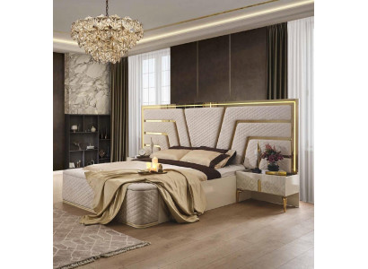 Verlicht bedontwerp Tweepersoonsbed Luxe bedden Bekleed slaapkamer