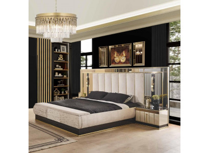 Luxe slaapkamerbed designer meubels tweepersoonsbed goud hoogglans