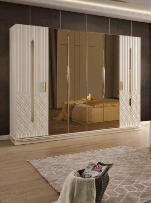 Slaapkamer Bed Ontwerp Bedden Nachtkastjes Kledingkast 4-delige Set