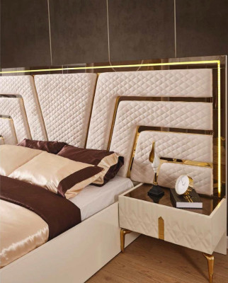 Slaapkamer Bed Ontwerp Bedden Nachtkastjes Kledingkast 4-delige Set