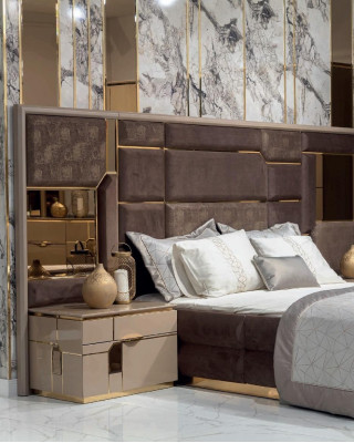 Bed kussen bedframe meubel ontwerp tweepersoonsbed luxe slaapkamer