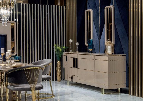 Hoge glans dressoir xxl dressoir met spiegel dressoirs houten dressoir meubels 2-delig