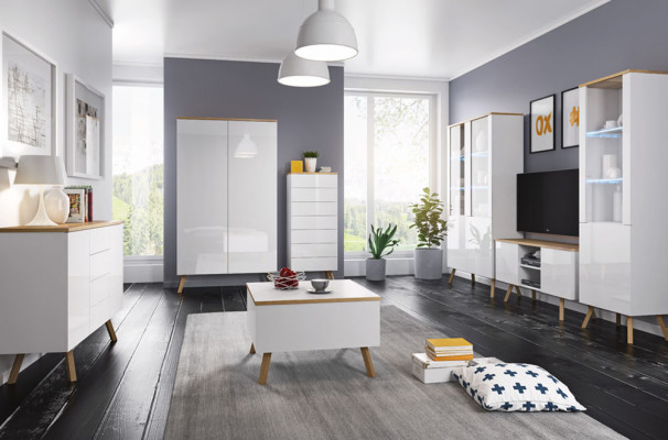 Hoogglans woonwand wandmeubel woonkamer RTV vitrine dressoir