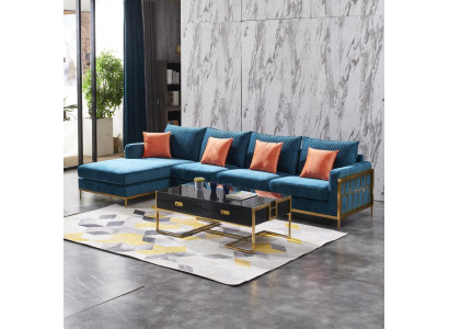 Hoekbank Grijs Stof L-Vorm Bank Bank Ontwerp Bekleding Textiel Modern