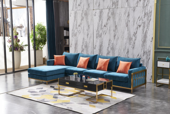 Hoekbank Grijs Stof L-Vorm Bank Bank Ontwerp Bekleding Textiel Modern