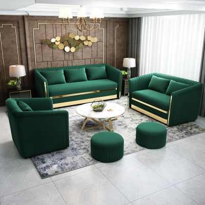 Groene roestvrijstalen bankstel 3+2 bekleding woonkamer banken