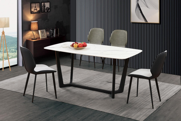 Luxe tafel roestvrij staal marmer imitatie stenen decor eettafel eetkamertafels