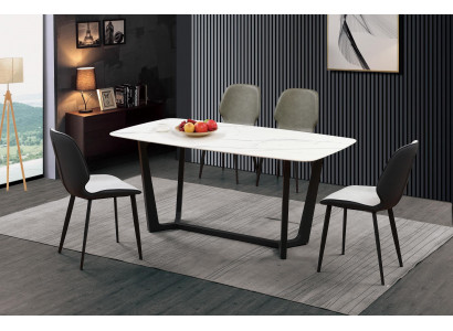 Luxe tafel roestvrij staal marmer imitatie stenen decor eettafel eetkamertafels