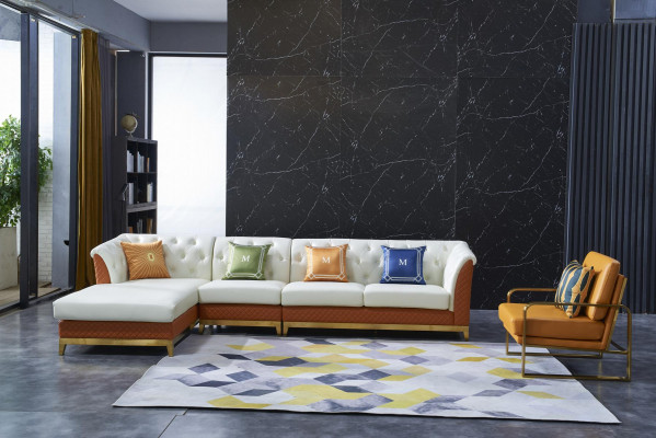 Ontwerp Bank Bank Hoekbank Luxe Voetenbank Stoffering Woonlandschap