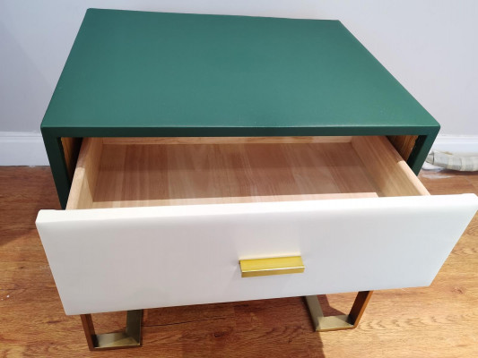 Ontwerp nachttafel console decoratie metaal glanzend tafels consoles slaapkamer.