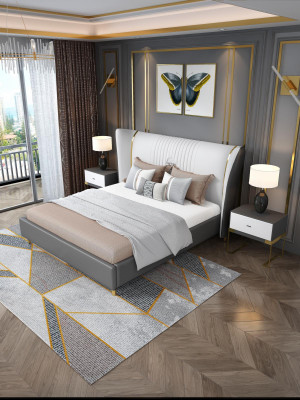 Luxe slaapkamer bed nachtkastje commode 3-delig set ontwerp bedden