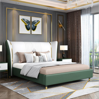 Designer gestoffeerd tweepersoonsbed bedden bed slaapkamer textiel echtelijke bed leder