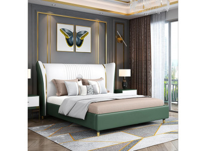 Designer gestoffeerd tweepersoonsbed bedden bed slaapkamer textiel echtelijke bed leder