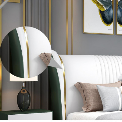 Designer gestoffeerd tweepersoonsbed bedden bed slaapkamer textiel echtelijke bed leder