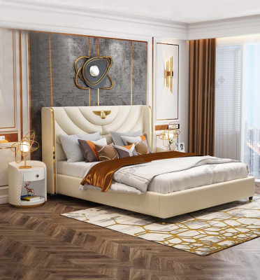 Slaapkamer Bed Nachtkastjes 3-delige set Design Luxe Bedden Hout Tweepersoonsbed NIEUW