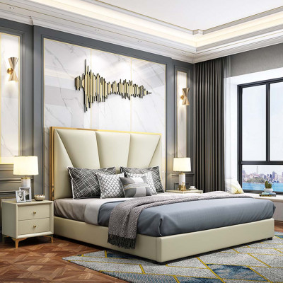 Bed Slaapkamer Set Design Meubels Luxe Decoratie Bedden 2x Nachtkastje 3-delig