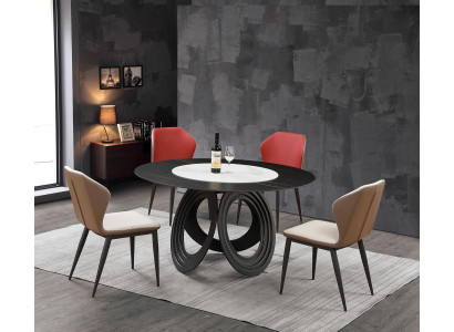 Ontwerper Houten Eetkamer Woonkamer Set Decoratie Tafel 4x Lederen Stoelen Set Meubels