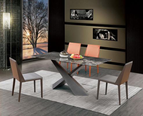 Luxe tafel kolomtafels eetkamer groep 5-delig set garnituur armstoel