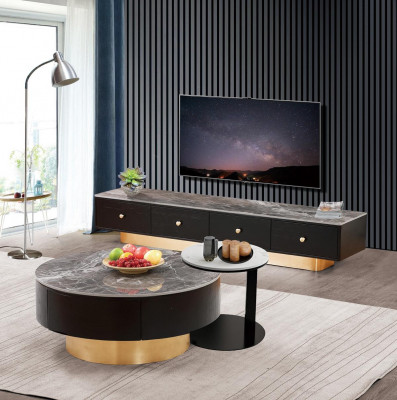 Stel 2x salontafel koffietafel decoratie bijzettafel ontwerp woonkamertafel