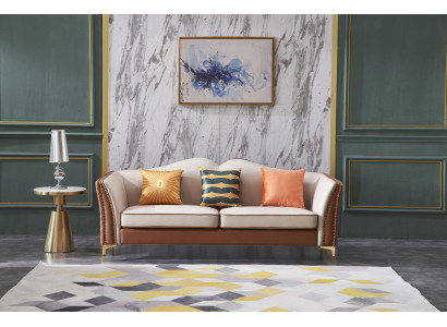 Sofa driezitsbank Klassieke Nieuwe Bekleding 3-zitsleren bank Decoratieve banken