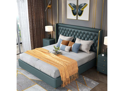 Slaapkamer Bed Nachtkastjes 3-delige set Design Decoratie Luxe Bedden Leer