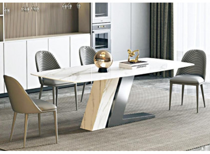 Eettafel van marmer klopt tafels woonkamer Italië luxe design roestvrij staal nieuw