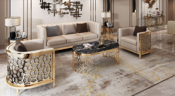 Ontwerp Lounge banken van leer Relax Modern NIEUW Beige Zitmeubilair 3+1+1 zitter.