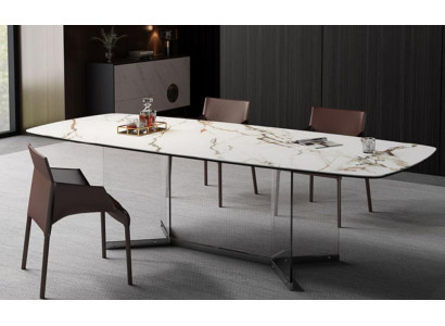 Eetkamer Woonkamer Ontwerp Luxe Modern Tafels Roestvrijstalen Poten Marmer Imitatie Nieuw