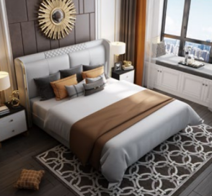 Luxe slaapkamer bed gestoffeerd ontwerp dubbel hotel huwelijk luxe bedden